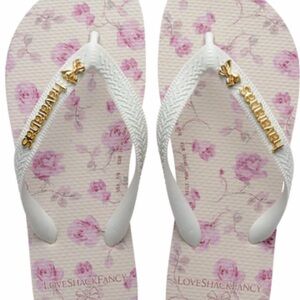Havaianas White and Pink Floral Sandals